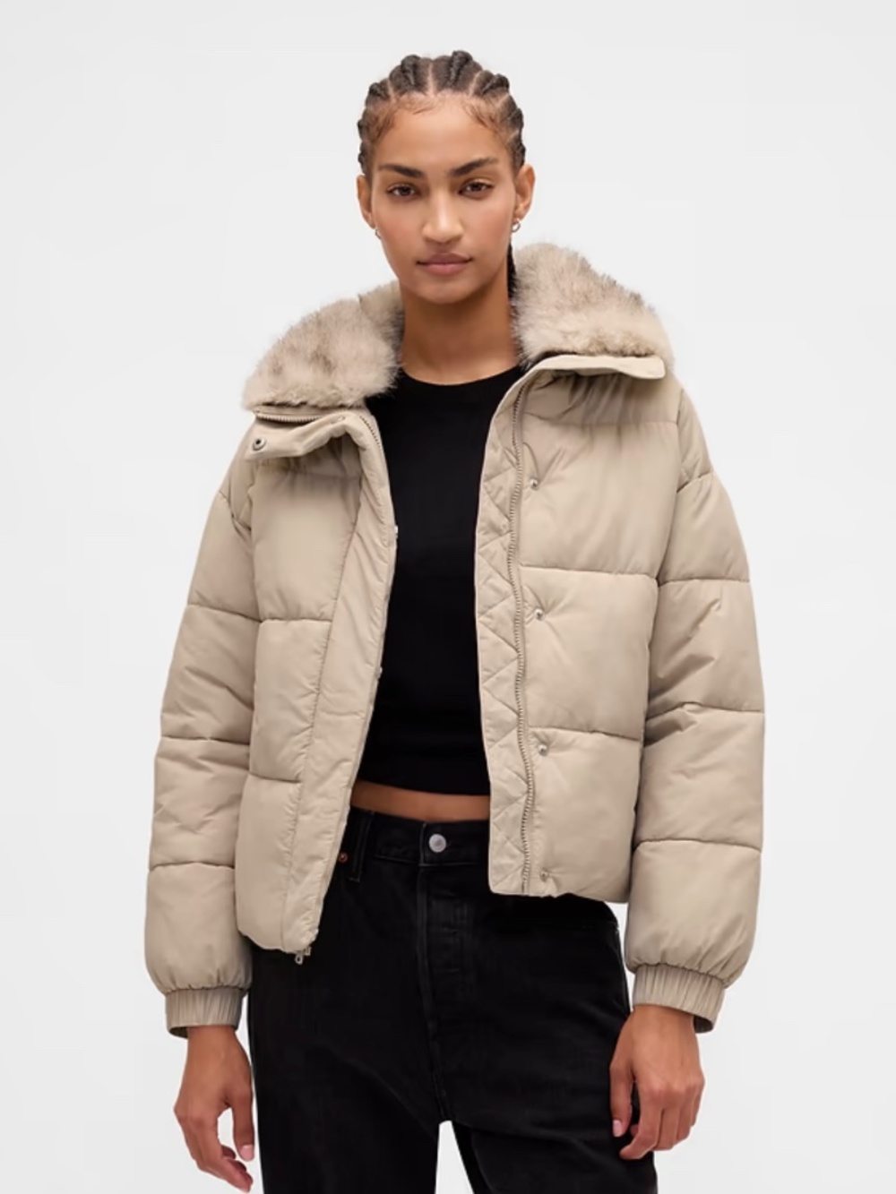 GAP Faux Fur-Trim Puffer Jacket (NWT)